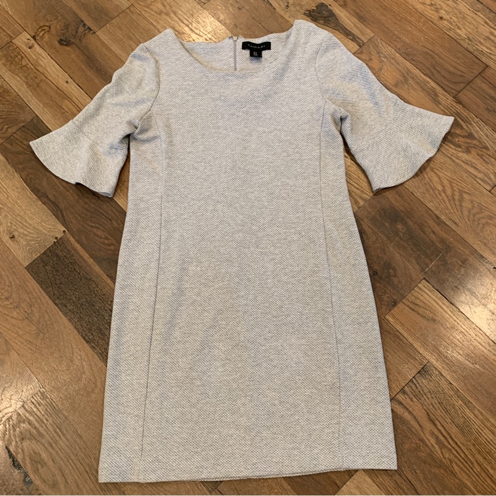 Tahari Womens Gray Round Neck Bell Ruffle Sleeve Dress Size 4 - Picture 6 of 10